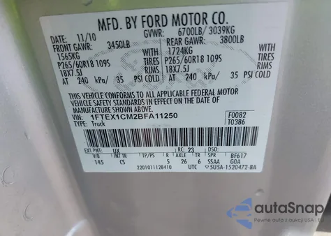 2011 Ford F-150 Stx from USA, damaged, VIN 1FTEX1CM2BFA11250